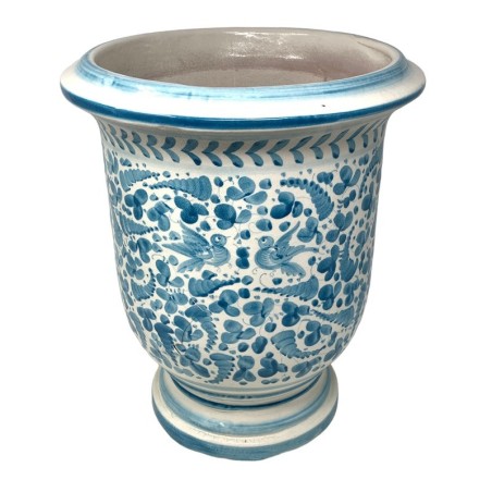 Vase Anduze Arabesco Turchese Céramique artisanale italienne originale de Deruta