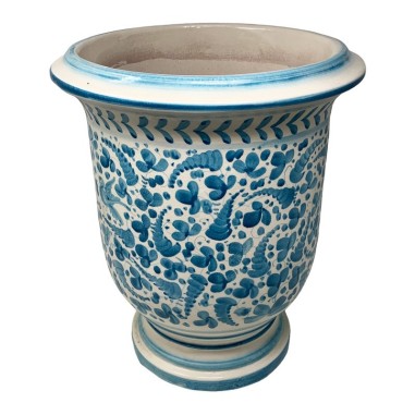 Vase Anduze Arabesco Turchese Céramique artisanale italienne originale de Deruta