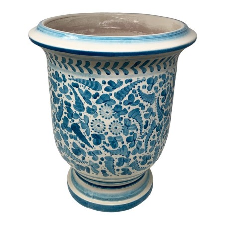 Vase Anduze Arabesco Turchese Céramique artisanale italienne originale de Deruta