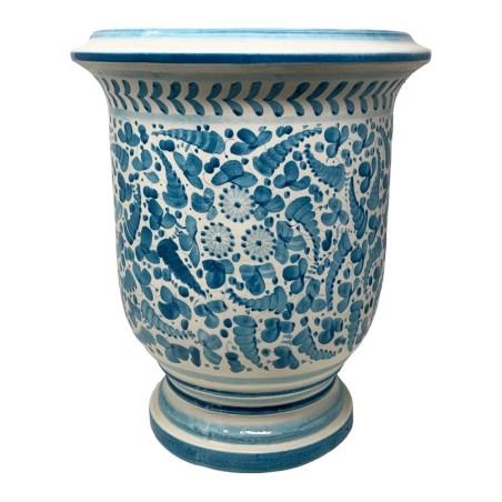 Vase Anduze Arabesco Turchese Céramique artisanale italienne originale de Deruta