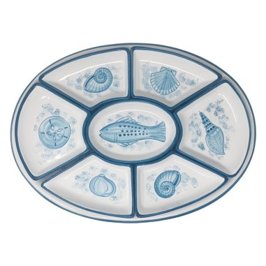 Sea Life 20" Oval Snack Trays Sun Italian Pottery