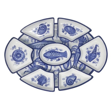 Sea Life 20" Oval Snack Trays Sun Italian Pottery