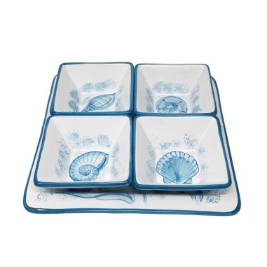 Plat à hors-d’oeuvre Orient 26cm  Vie Marine Céramique artisanale italienne originale de Deruta