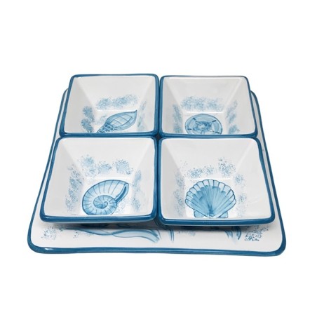Plat à hors-d’oeuvre Orient 26cm  Vie Marine Céramique artisanale italienne originale de Deruta