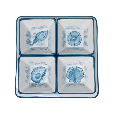 Plat à hors-d’oeuvre Orient 26cm  Vie Marine Céramique artisanale italienne originale de Deruta