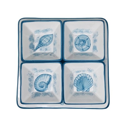 Plat à hors-d’oeuvre Orient 26cm  Vie Marine Céramique artisanale italienne originale de Deruta