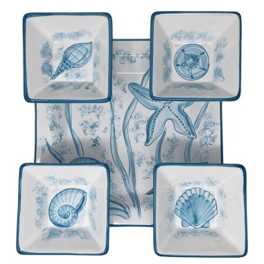 Plat à hors-d’oeuvre Orient 26cm  Vie Marine Céramique artisanale italienne originale de Deruta