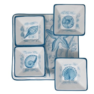 Plat à hors-d’oeuvre Orient 26cm  Vie Marine Céramique artisanale italienne originale de Deruta