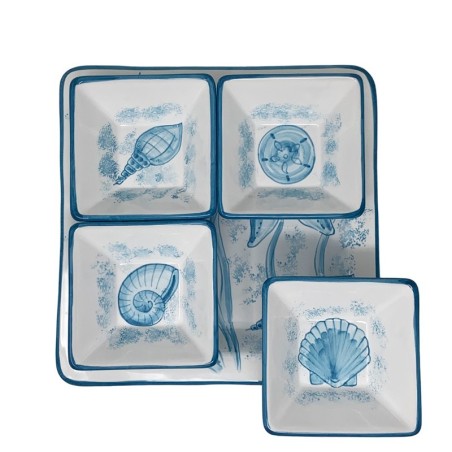 Plat à hors-d’oeuvre Orient 26cm  Vie Marine Céramique artisanale italienne originale de Deruta