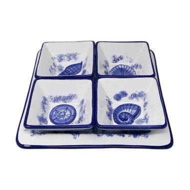 Plat à hors-d’oeuvre Orient 26cm  Vie Marine Céramique artisanale italienne originale de Deruta