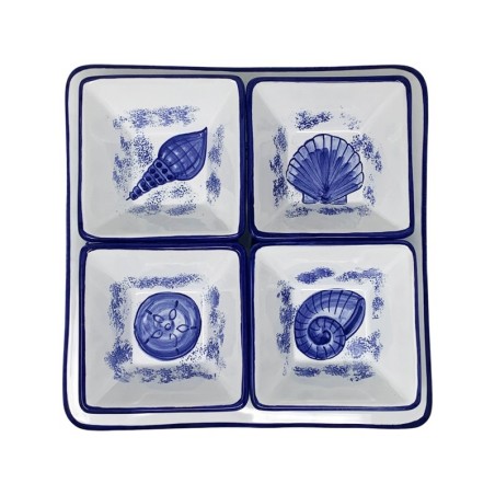 Plat à hors-d’oeuvre Orient 26cm  Vie Marine Céramique artisanale italienne originale de Deruta