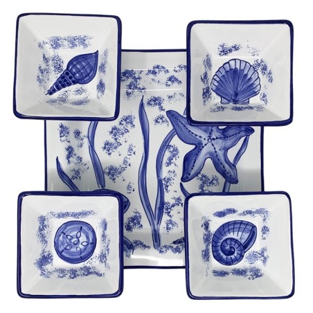Plat à hors-d’oeuvre Orient 26cm  Vie Marine Céramique artisanale italienne originale de Deruta