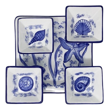 Plat à hors-d’oeuvre Orient 26cm  Vie Marine Céramique artisanale italienne originale de Deruta