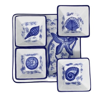 Plat à hors-d’oeuvre Orient 26cm  Vie Marine Céramique artisanale italienne originale de Deruta