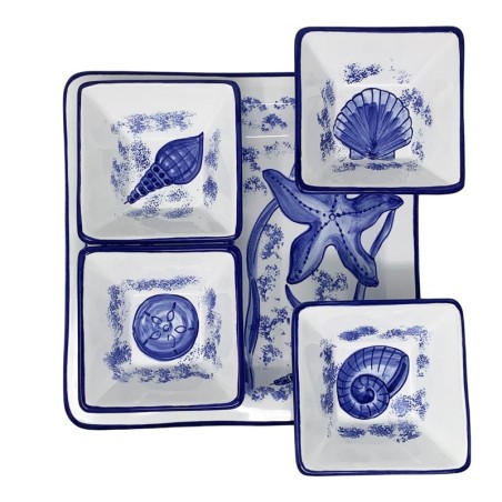 Plat à hors-d’oeuvre Orient 26cm  Vie Marine Céramique artisanale italienne originale de Deruta