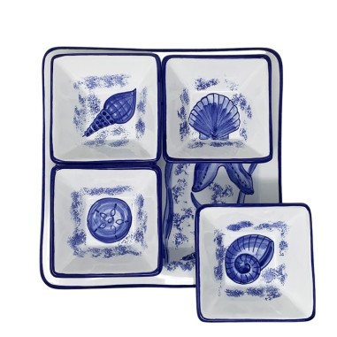 Plat à hors-d’oeuvre Orient 26cm  Vie Marine Céramique artisanale italienne originale de Deruta