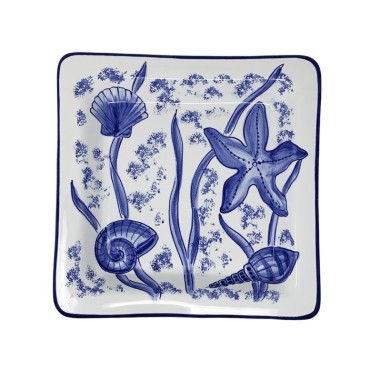 Plat à hors-d’oeuvre Orient 26cm  Vie Marine Céramique artisanale italienne originale de Deruta