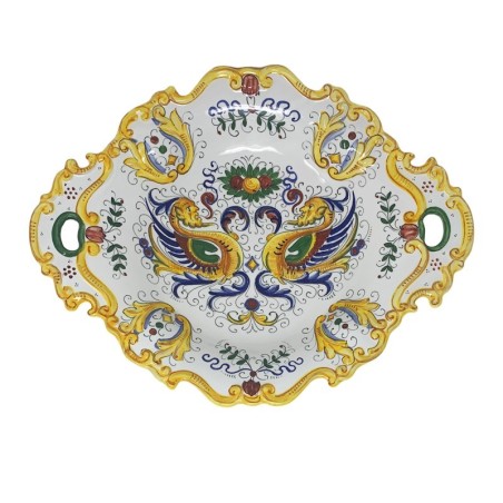 Centre de table à bord festonné 40x30cm Raffaellesco Céramique artisanale italienne originale de Deruta