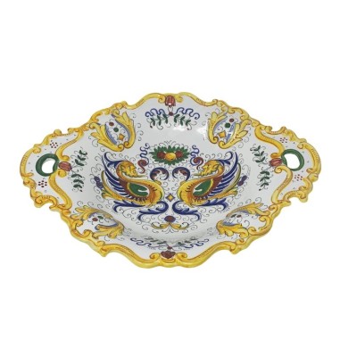 Raffaellesco Scalloped Centerpiece 16x12" Italian Pottery