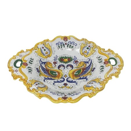 Centre de table à bord festonné 40x30cm Raffaellesco Céramique artisanale italienne originale de Deruta