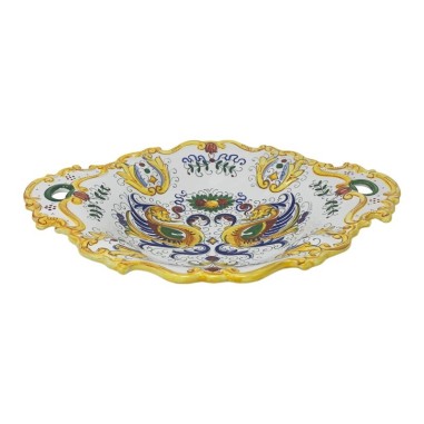 Centre de table à bord festonné 40x30cm Raffaellesco Céramique artisanale italienne originale de Deruta