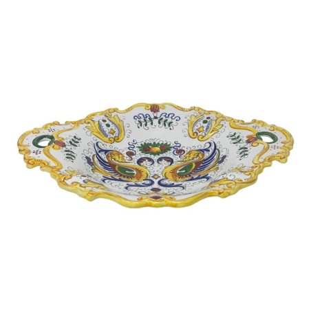 Centre de table à bord festonné 40x30cm Raffaellesco Céramique artisanale italienne originale de Deruta