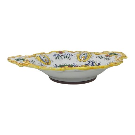 Centre de table à bord festonné 40x30cm Raffaellesco Céramique artisanale italienne originale de Deruta