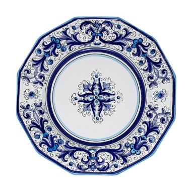 Assiette de table Ricco Deruta Bleu  FORME EXCLUSIVE !!! Céramique artisanale italienne originale de Deruta