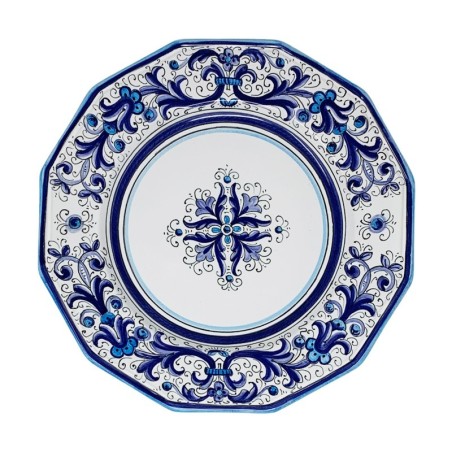 Assiette de table Ricco Deruta Bleu  FORME EXCLUSIVE !!! Céramique artisanale italienne originale de Deruta
