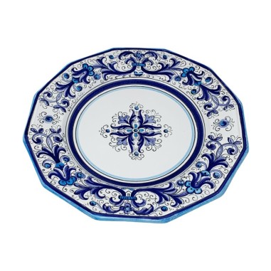 Piatto Tavola Ricco Deruta Blu  FORMA ESCLUSIVA !!!  ceramica di deruta