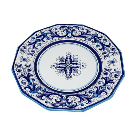 Piatto Tavola Ricco Deruta Blu  FORMA ESCLUSIVA !!!  ceramica di deruta