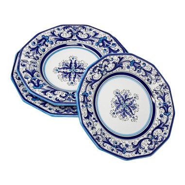Piatto Tavola Ricco Deruta Blu  FORMA ESCLUSIVA !!!  ceramica di deruta