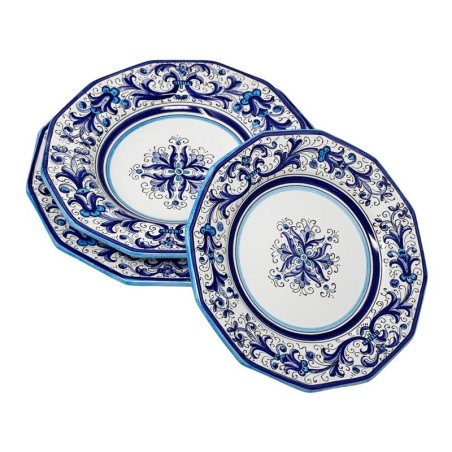 Piatto Tavola Ricco Deruta Blu  FORMA ESCLUSIVA !!!  ceramica di deruta