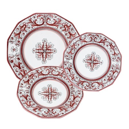 Servizio di piatti Ricco Deruta Rosso   FORMA ESCLUSIVA !!!