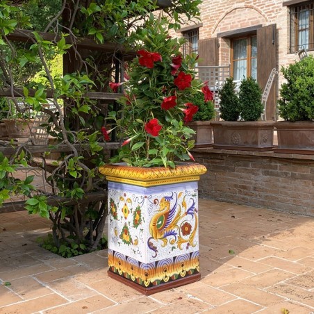Vase carré 60cm Raffaellesco Céramique artisanale italienne originale de Deruta