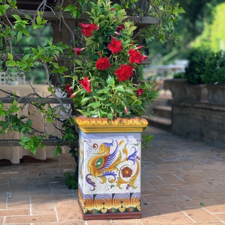 Vase carré 60cm Raffaellesco Céramique artisanale italienne originale de Deruta