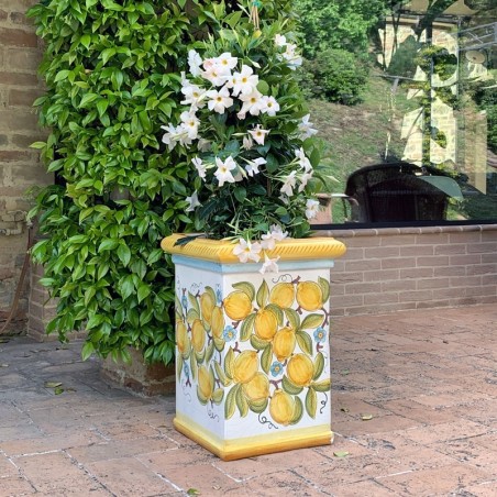 Vase carré 60cm Taormina Céramique artisanale italienne originale de Deruta