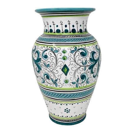 Green Ricco Deruta Vase Italian Pottery