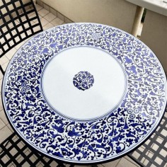 Lava Stone Table Arabesco Blu