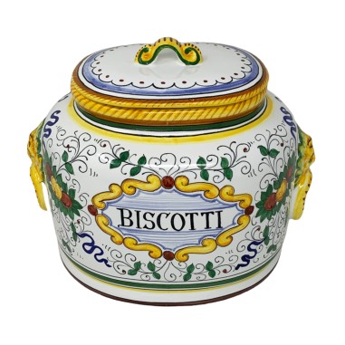 Raffaellesco oval biscotti jar 11" Raffaellesco Italian Pottery