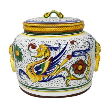Raffaellesco oval biscotti jar 11" Raffaellesco Italian Pottery