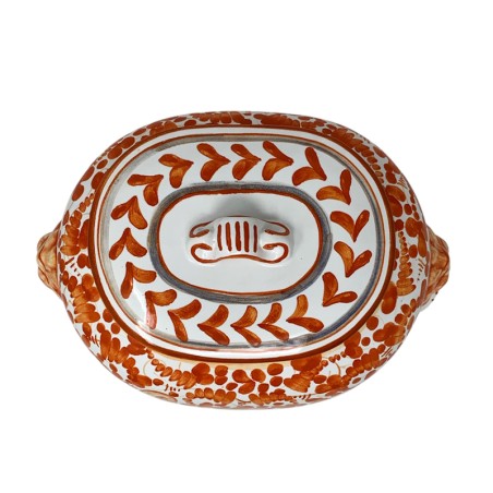Oval Arabesco Biscotti Jar 11" Handcrafted Deruta Pottery