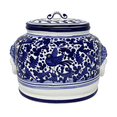 Oval Arabesco Biscotti Jar 11" Italian Pottery