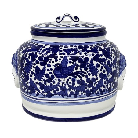 Oval Arabesco Biscotti Jar 11" Handcrafted Deruta Pottery