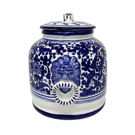 Oval Arabesco Biscotti Jar 11" Handcrafted Deruta Pottery