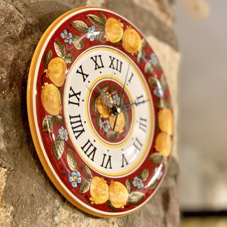 Orologio tondo 30cm Positano Rosso  ceramica di deruta