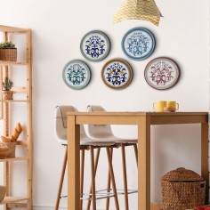 Ricco Deruta Multicolor 5 wall platters 9,85" set