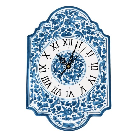 Horloge murale 36x24cm Arabesco Turchese Céramique artisanale italienne originale de Deruta