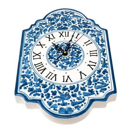 Horloge murale 36x24cm Arabesco Turchese Céramique artisanale italienne originale de Deruta