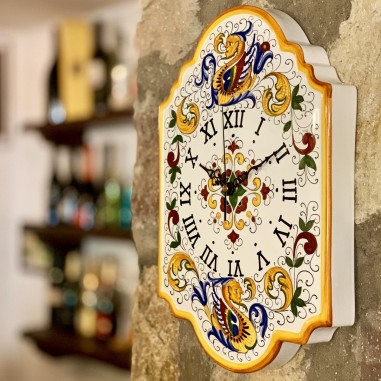 Horloge murale 36x24cm Raffaellesco Céramique artisanale italienne originale de Deruta